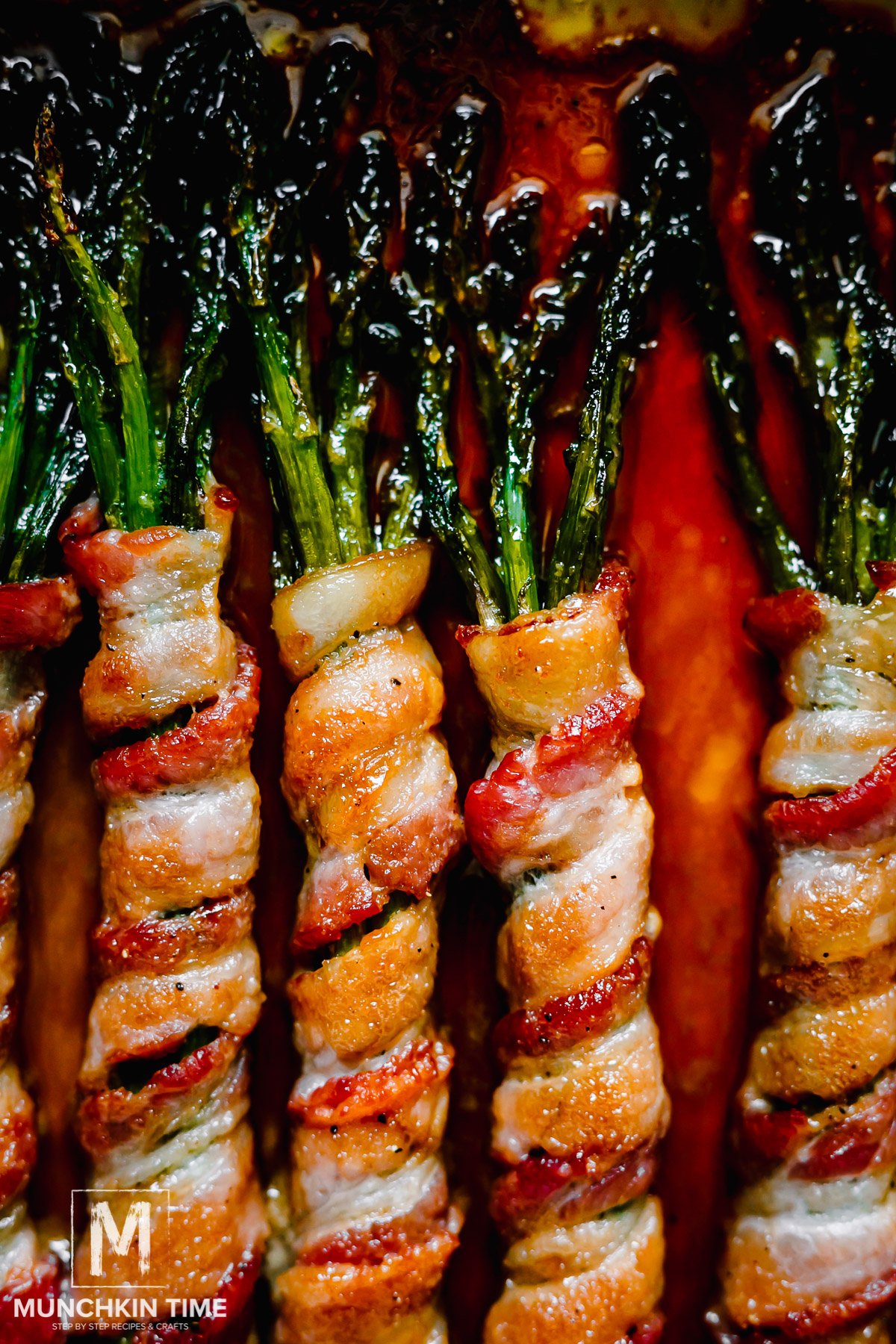 Oven Baked Asparagus and Bacon Wraps inside the casserole dish.