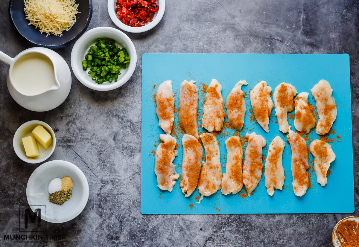 Cook pasta according to directions on the package. Season chicken with Cajun seasoning. Into a big skillet over medium heat add butter. After butter melts add chicken, sauté chicken until chicken is tender about 5-7 minutes.