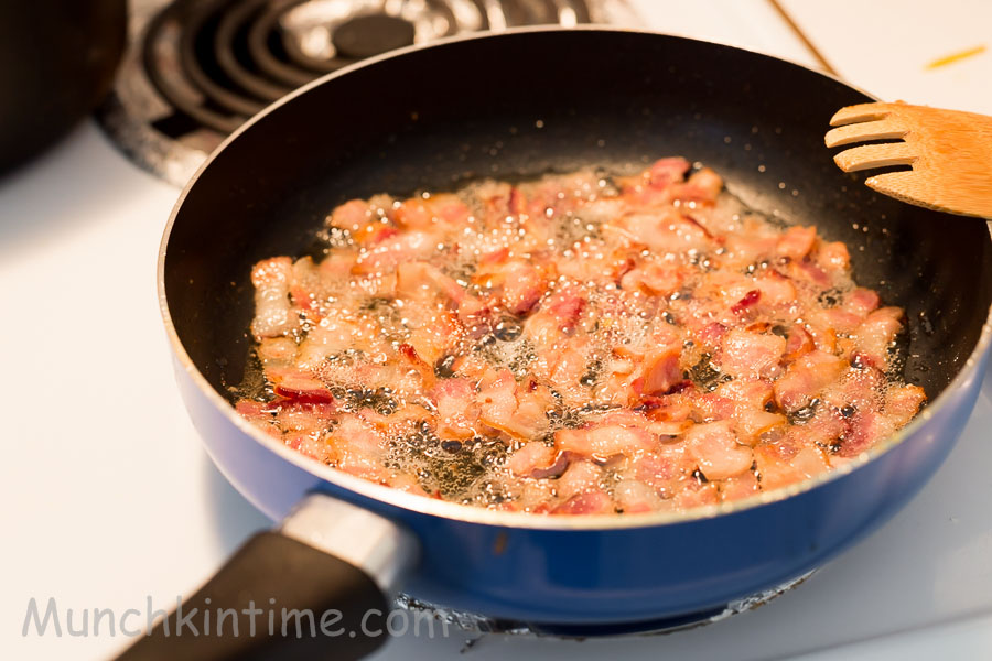 Saute bacon inside the skillet for soup garnish.