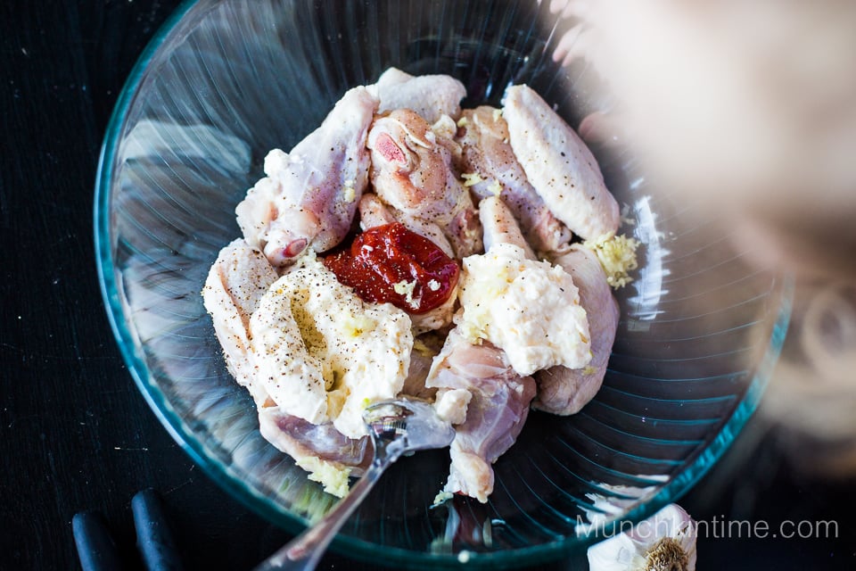 Marinate inside the bowl for Chicken Wings