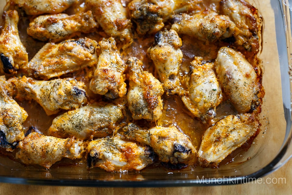 Easy Chicken Wings baked in the oven on a baking sheet.