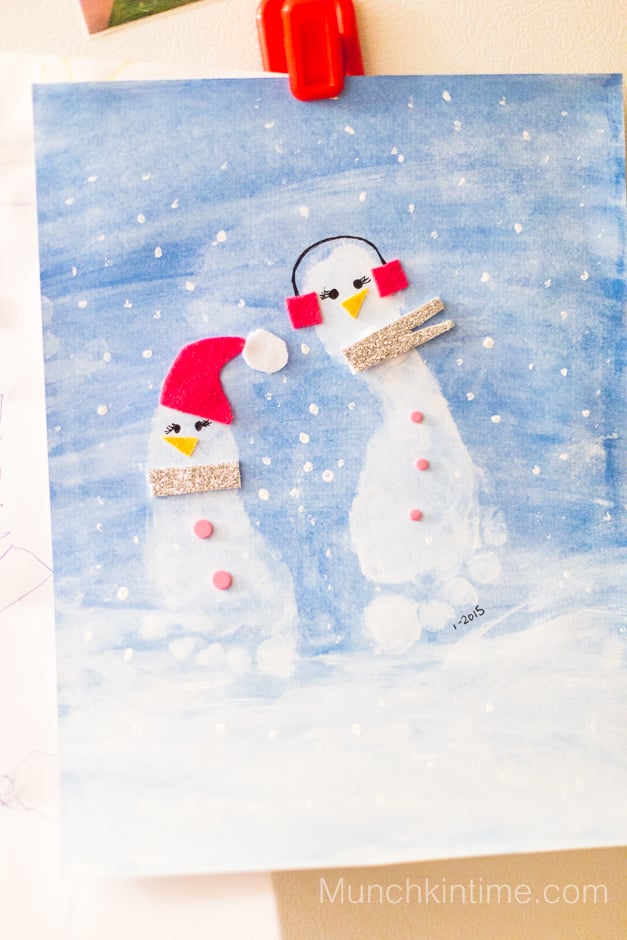 Footprint Christmas Craft snowmen 