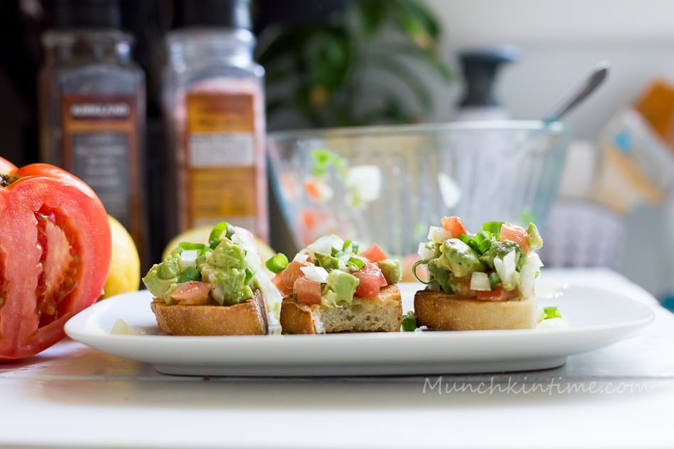 Final shot of Tomato Bruschetta Recipe on the plate. 