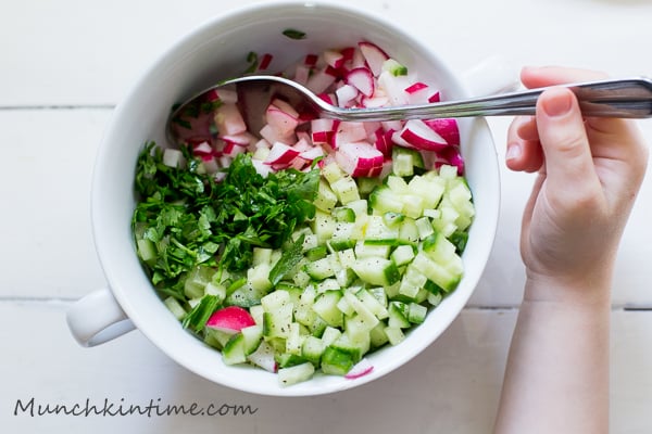 Radish Salad Recipe #saladrecipe https://www.munchkintime.com/