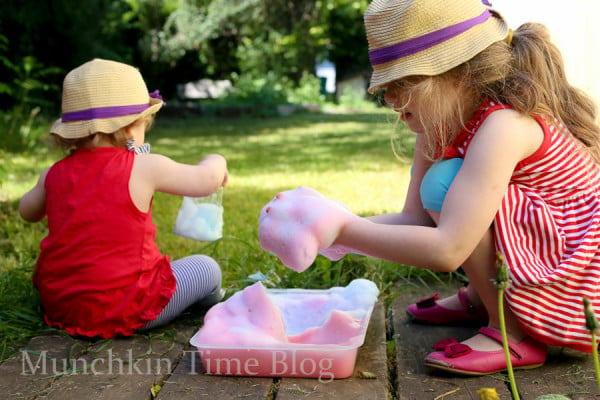 Fun Activity for Kids Foam Clouds Sensory Play - www.munchkintime.com #sensoryplay #kidsactivities-