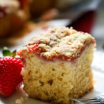 Strawberry Rhubarb Coffee Cake Recipe - #coffeecake www.munchkintime.com #dessertrecipe