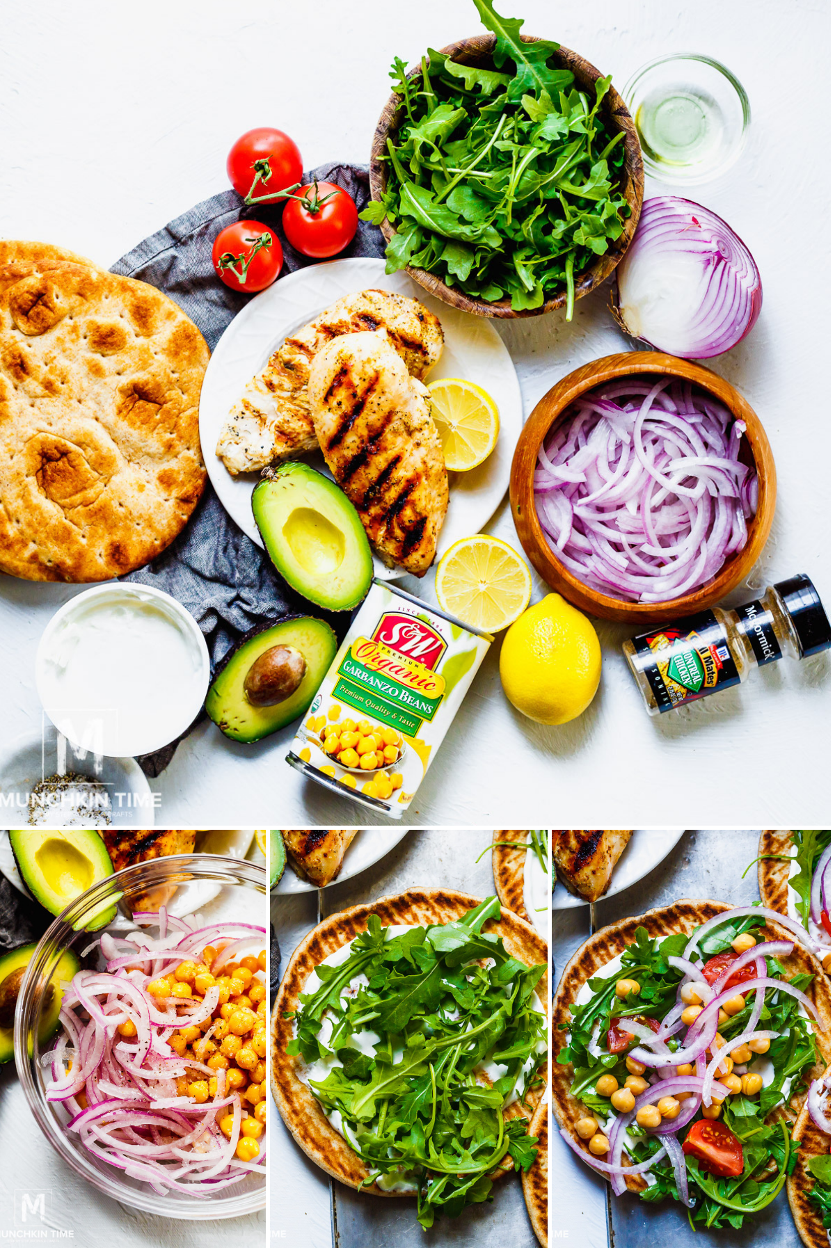 Munchkin Time's Easy Grilled Chicken Pita Recipe ingredients you will need to make chicken pita.