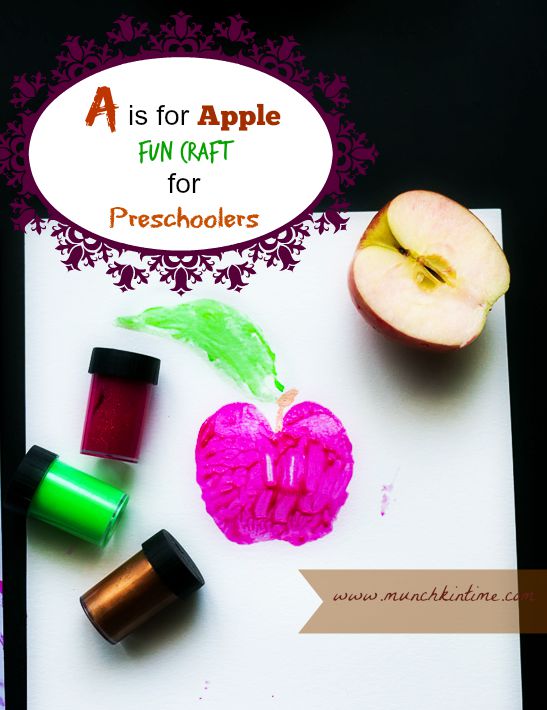 A is for Apple Fun Craft for Preschoolers --  www.munchkintime.com