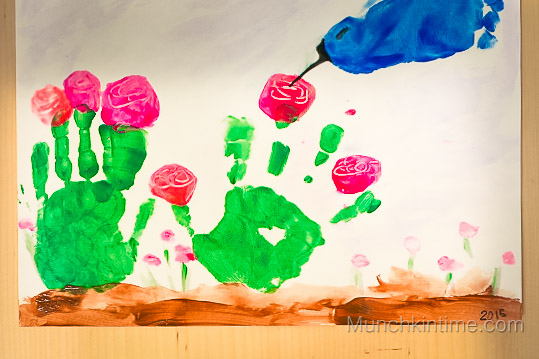 Hand and foot print craft for kids --Little Bird and Flowers from www.munchkintime.com-8