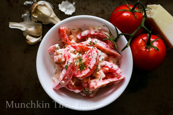 Tomato Salad with Greek Yogurt and Cheese