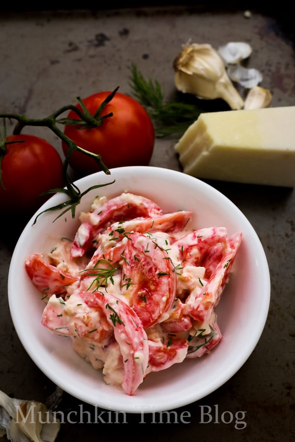 Tomato Salad with Greek Yogurt and Cheese