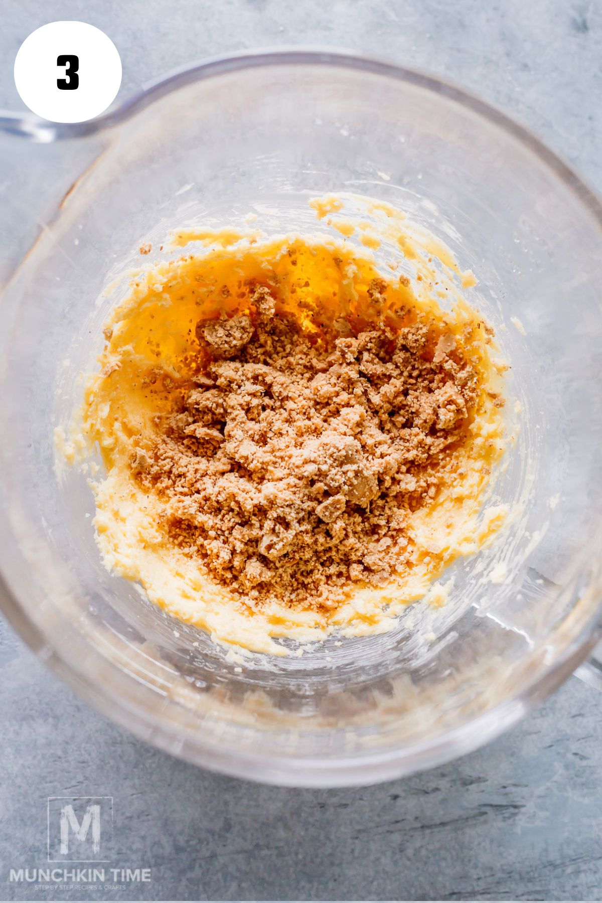 ground hazelnut added to creamed butter.