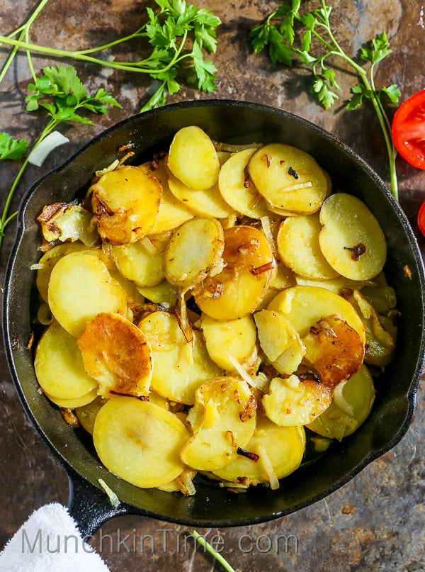 potato cooking in the skillet