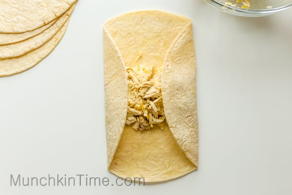Tortilla folded on two sides. 