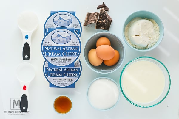 A picture of the ingredients to make Chocolate Cream Cheese Cake
