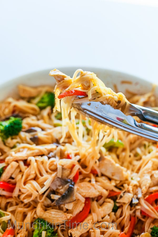 30-Minute Rice Noodle Chicken Stir Fry Recipe - Munchkin Time