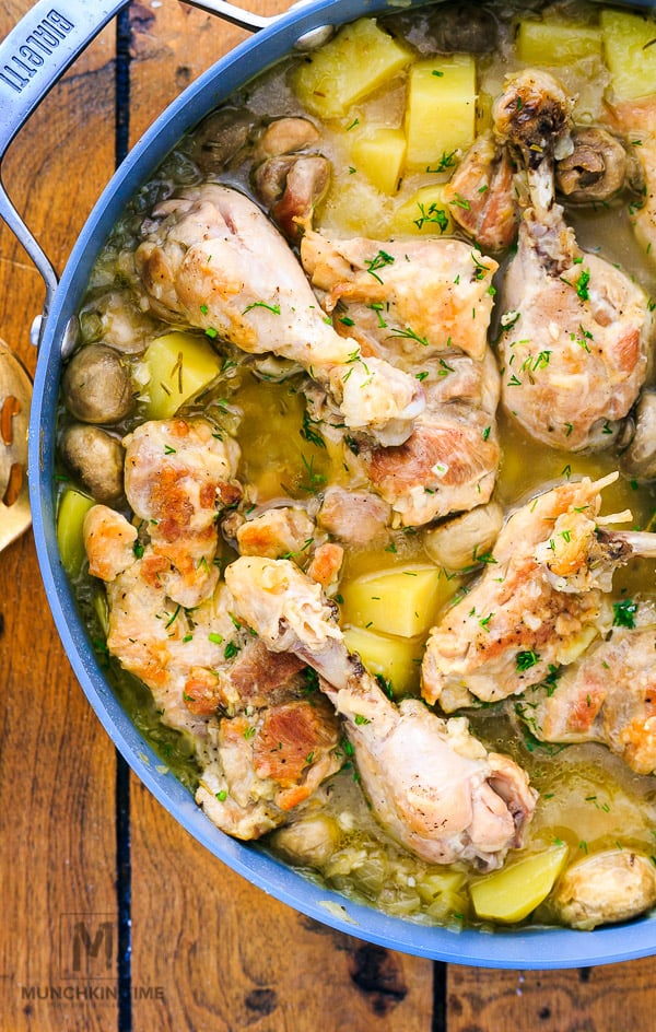 One-Pot Meal French Chicken Fricassee Recipe - Munchkin Time