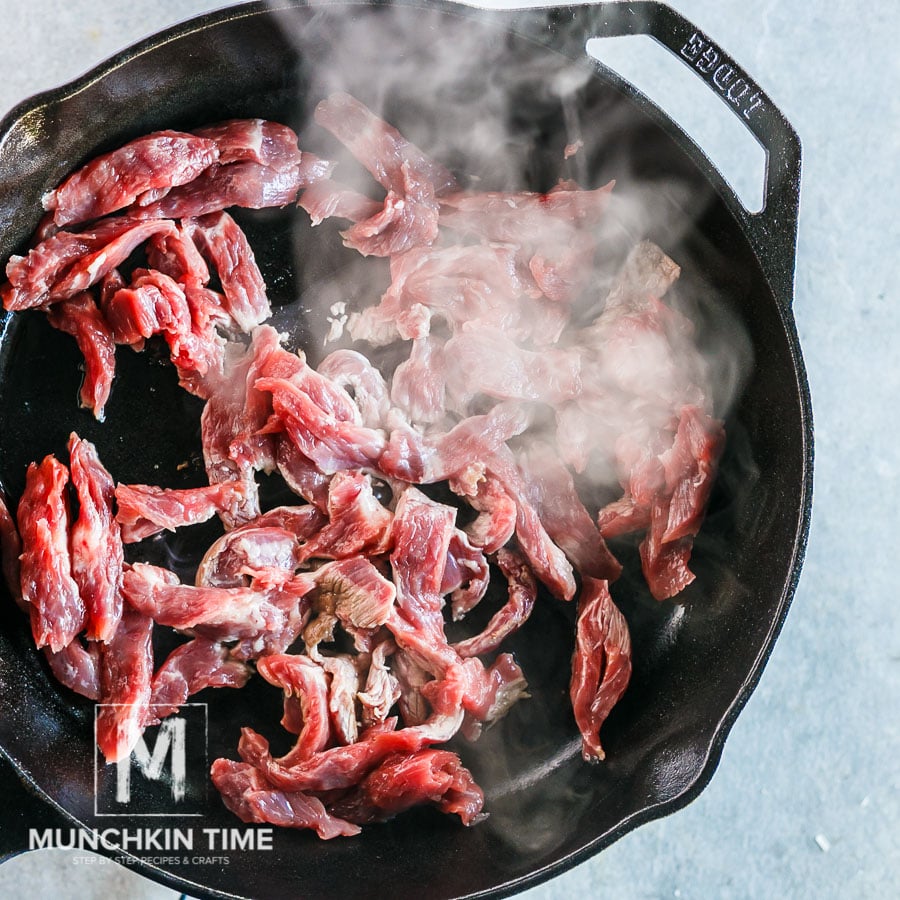 steak in the cast iron skillet