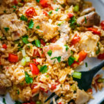 Easy Chicken Thighs Spanish Rice Recipe - an easy dinner idea!