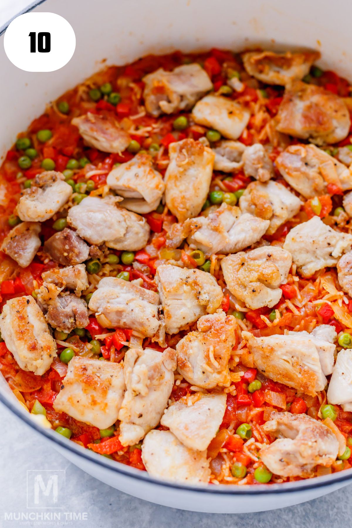 chicken and rice with tender chicken thighs and perfectly cooked rice