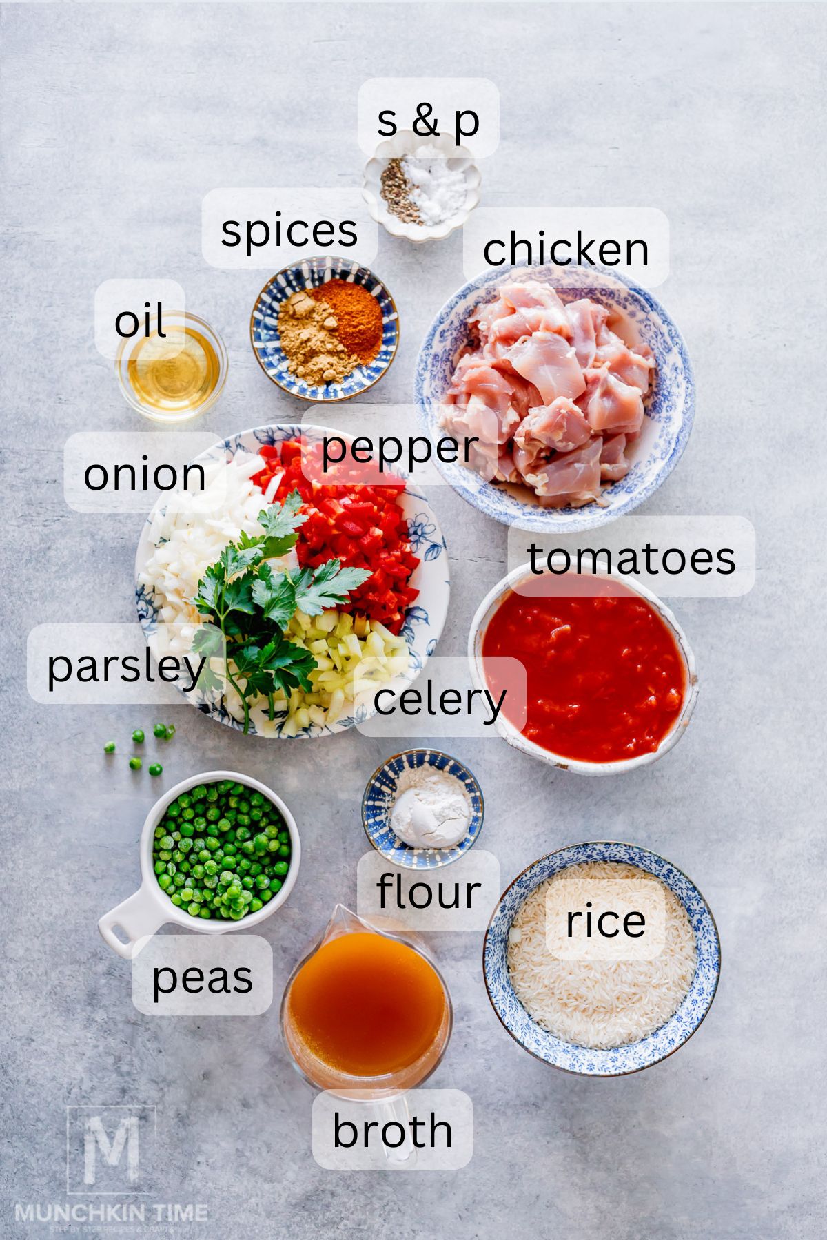Ingredients for Spanish Chicken and Rice