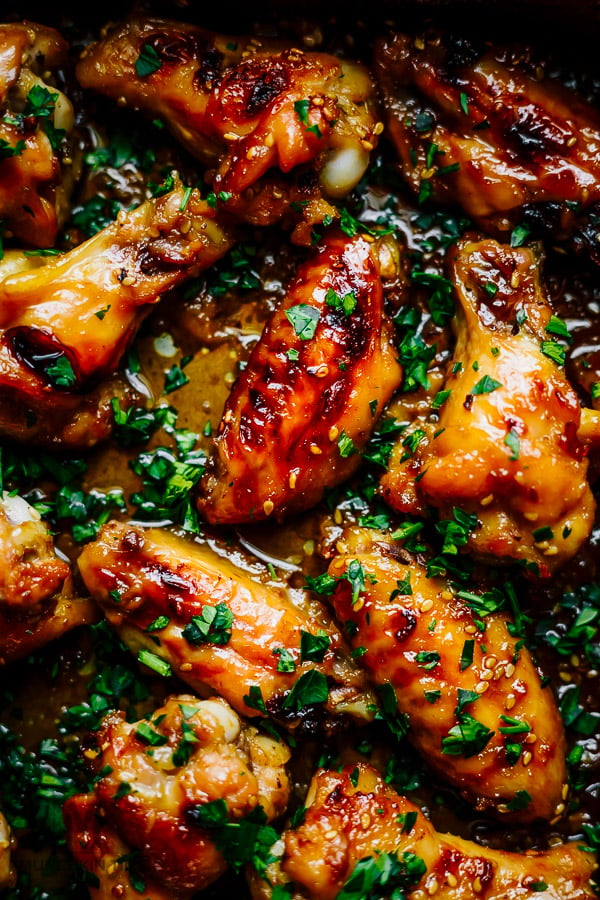 Sticky Teriyaki Oven Baked Chicken Wings #chickenwings - Munchkin Time