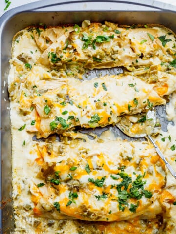 Creamy White Sauce Chicken Enchiladas Recipe www.munchkintime.com 2018