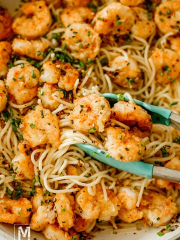 crispy shrimp scampi with pasta