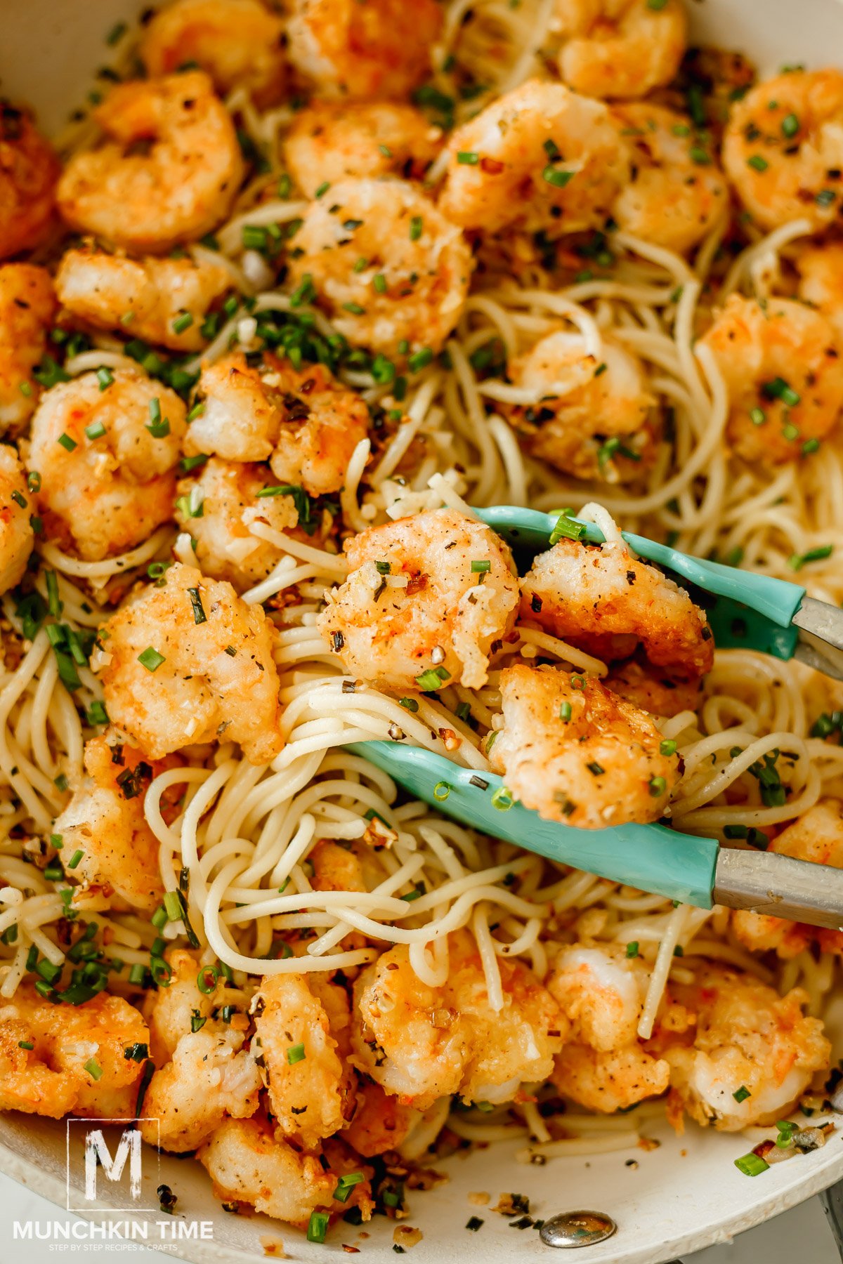 crispy shrimp scampi with pasta