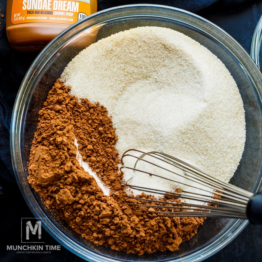 dry ingredients added to the bowl.