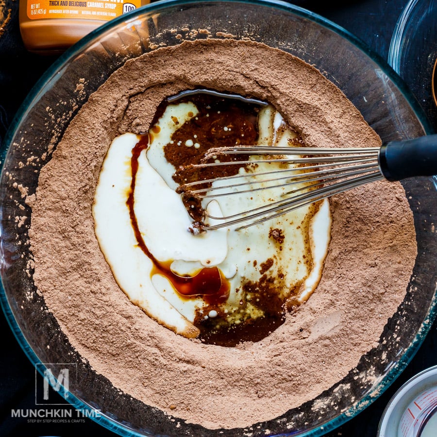 The Best Chocolate Cake a.k.a Molten Lava Cake Step 3. Add 1 cup of buttermilk, ½ cup of vegetable oil, 2 eggs and 2 teaspoons of vanilla extract, mix using the hand mixer until everything is combined.