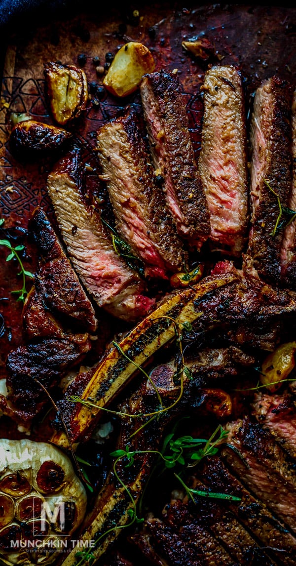 Cut the bone off and then slice the rest of the meat against the grain.