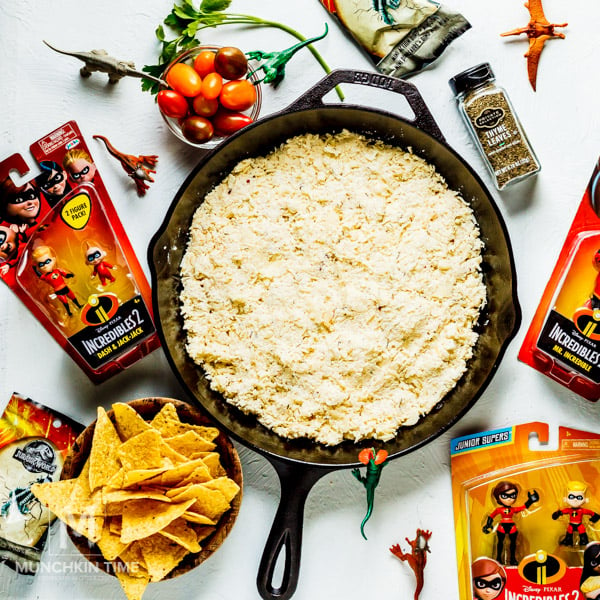 Mozzarella Cheese Dip Recipe - Movie Night Snack - Munchkin Time #cheesedip #dip #appetizer #quickandeasy #mozzarella #cheese #tomatoes