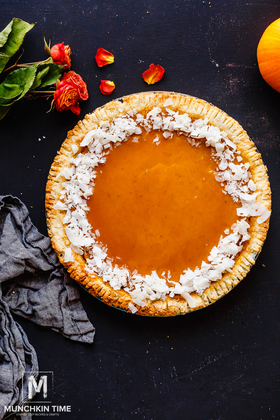 Pumpkin pie with gluten free pumpkin crust.