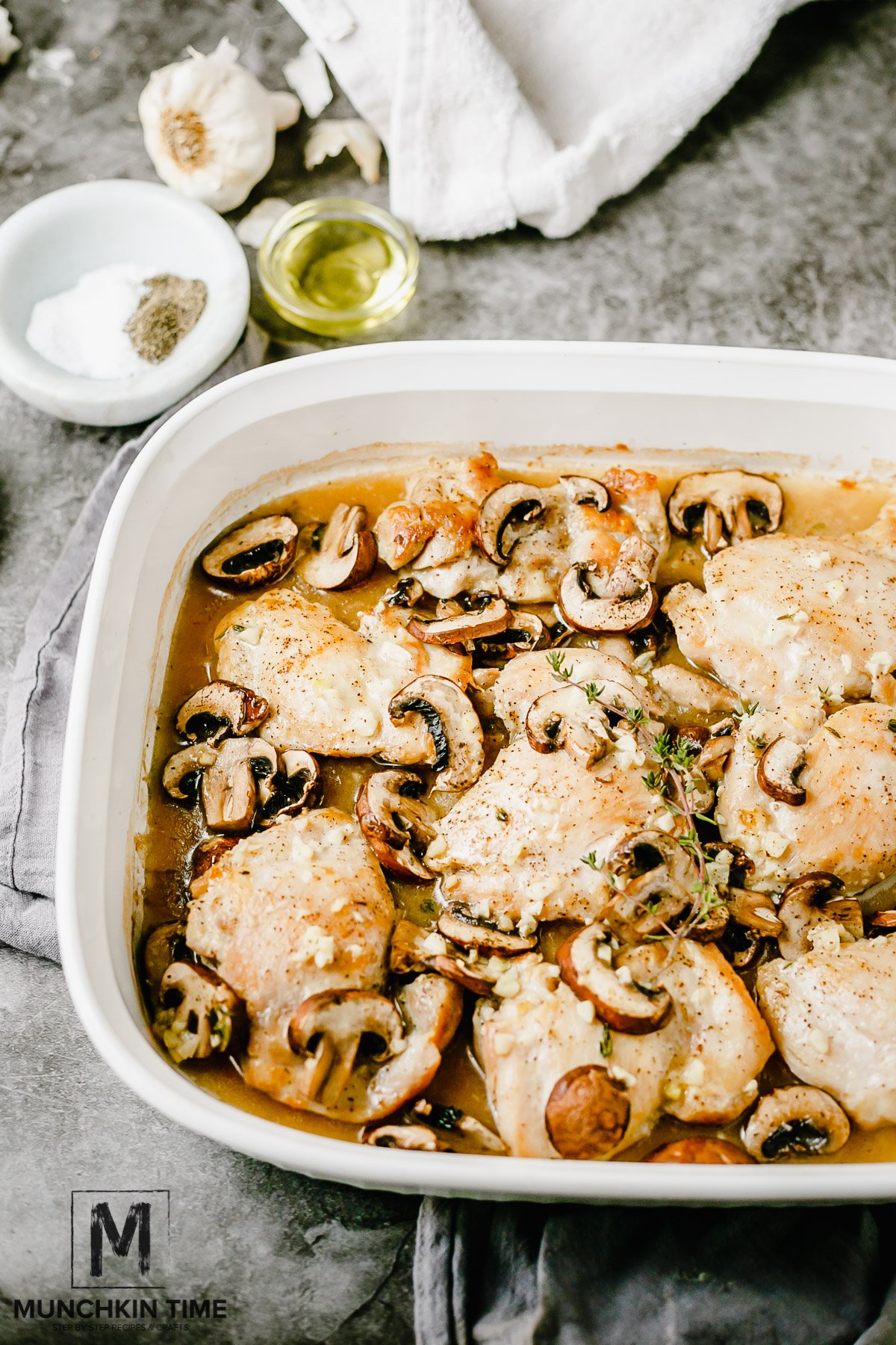 Easy Creamy Chicken Thigh Mushroom Casserole Recipe SERVED WITH BUCKWHEAT & quinoa.