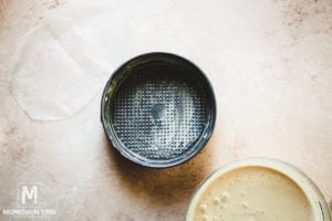 Grease the pan with butter and line it with parchment paper.