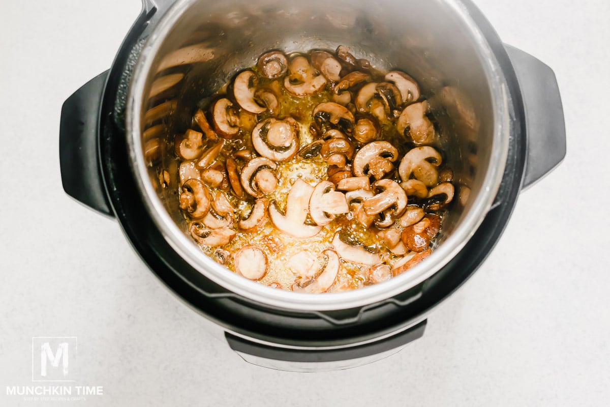 Mushroom Leek Soup Recipe inside Instant Pot.