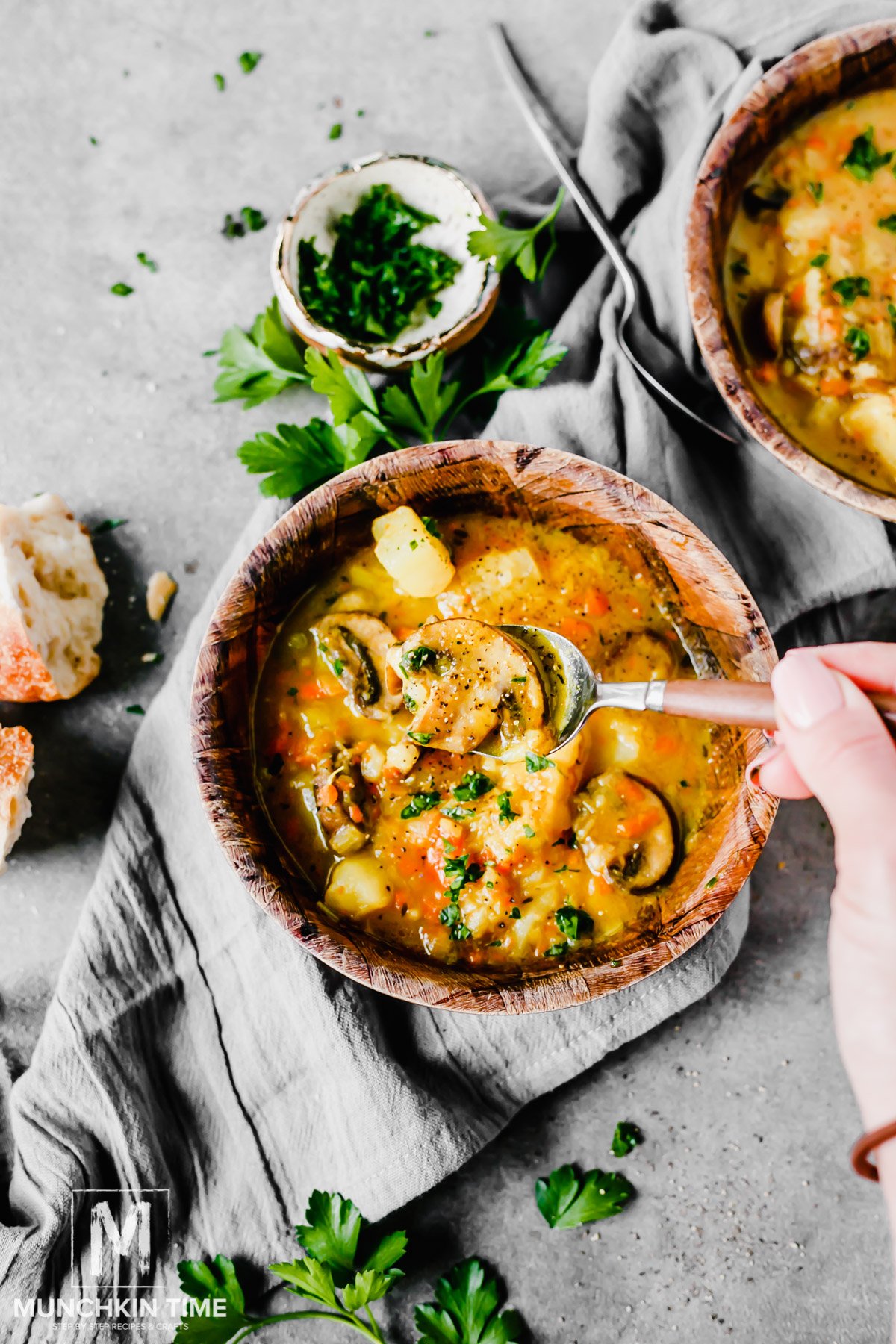 Potato Mushroom Leek Soup Recipe inside Instant Pot.