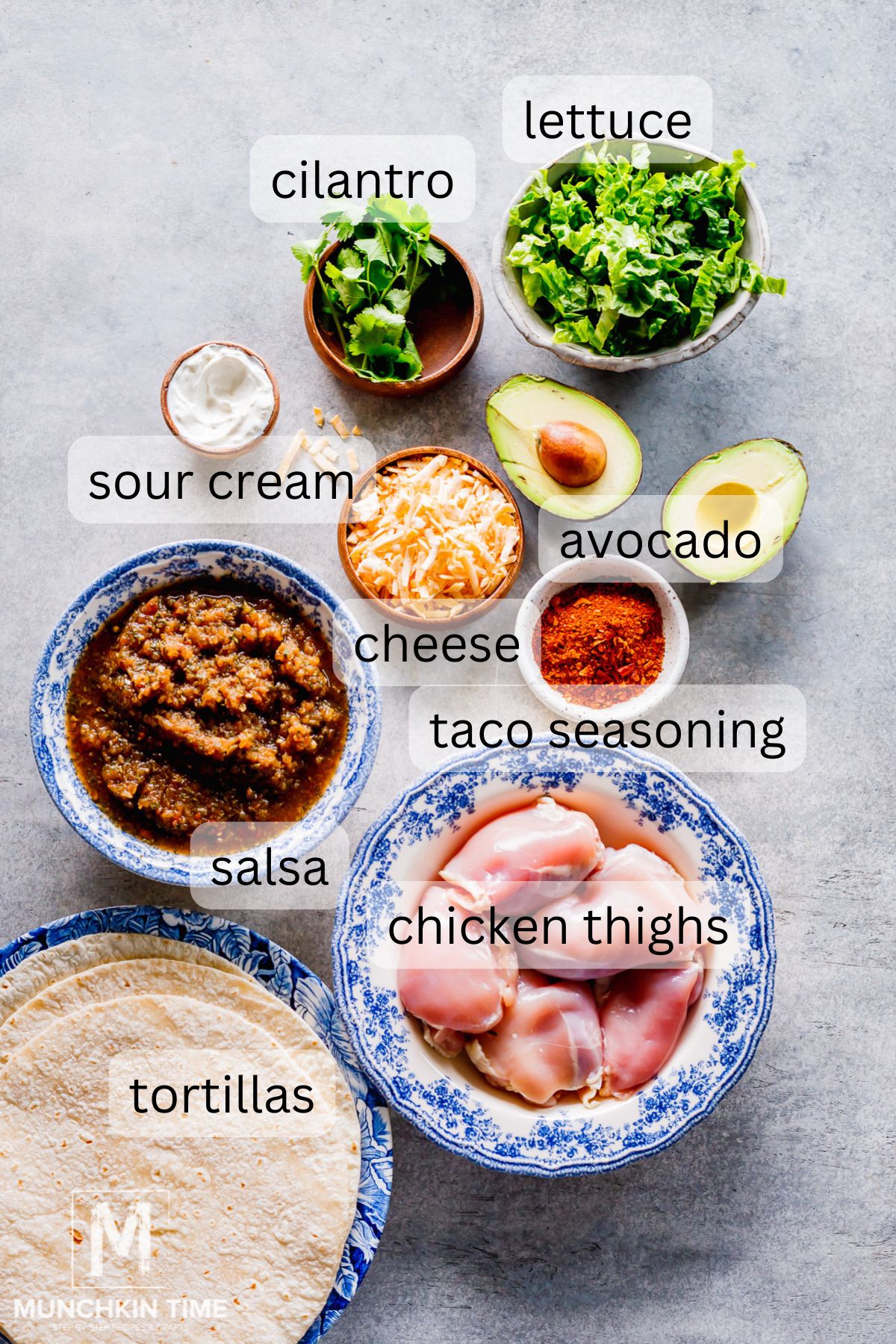 Ingredients for Crockpot Chicken Tacos