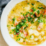 Quick Potato Leek Bacon Soup in Instant Pot.