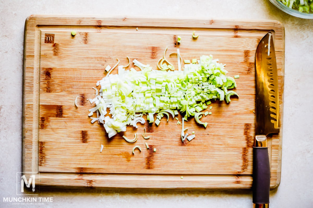 How to cut leeks for potato leek soup.