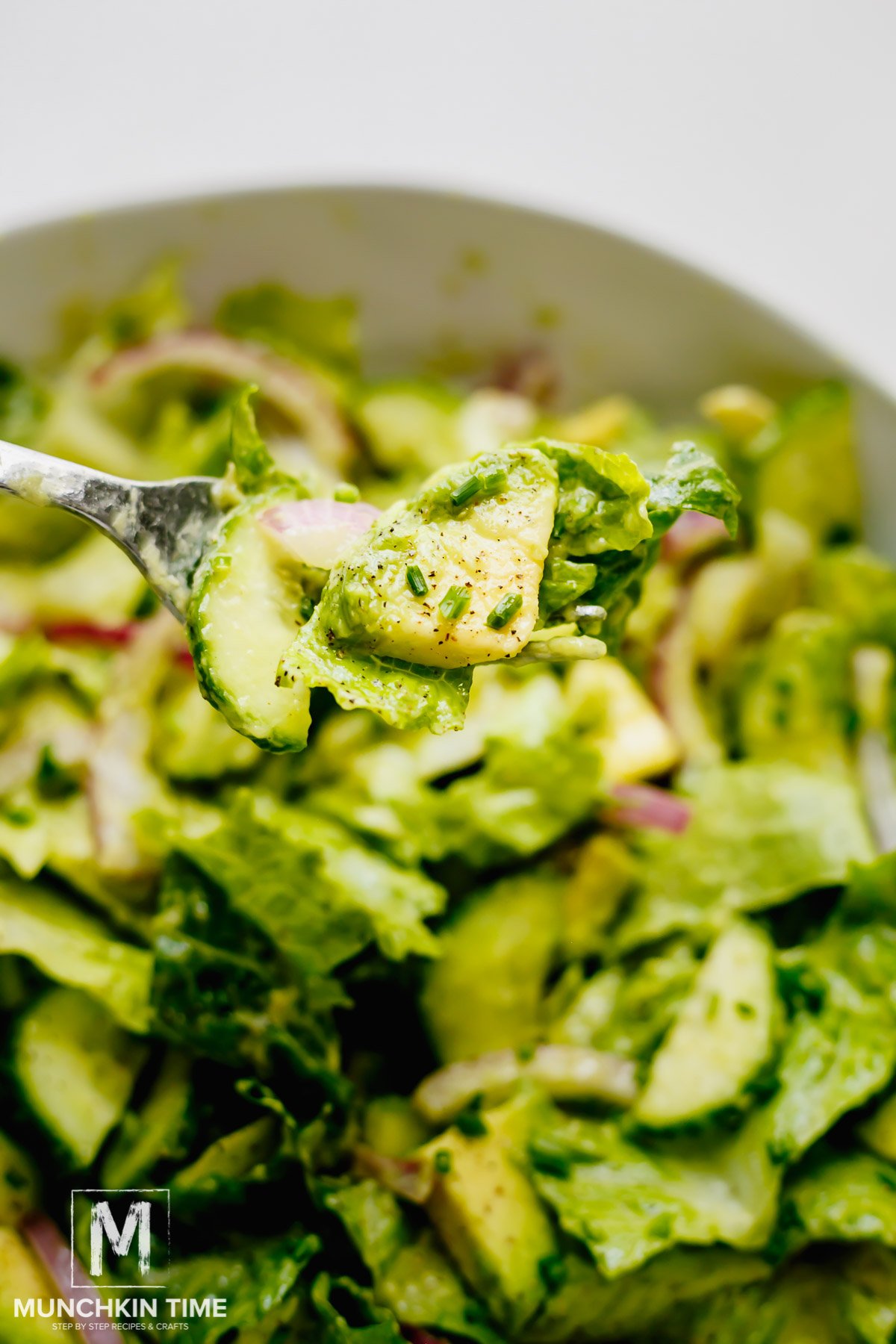 Super Easy Cucumber Avocado Salad with the most delicious Avocado Salad Dressing from scratch.
