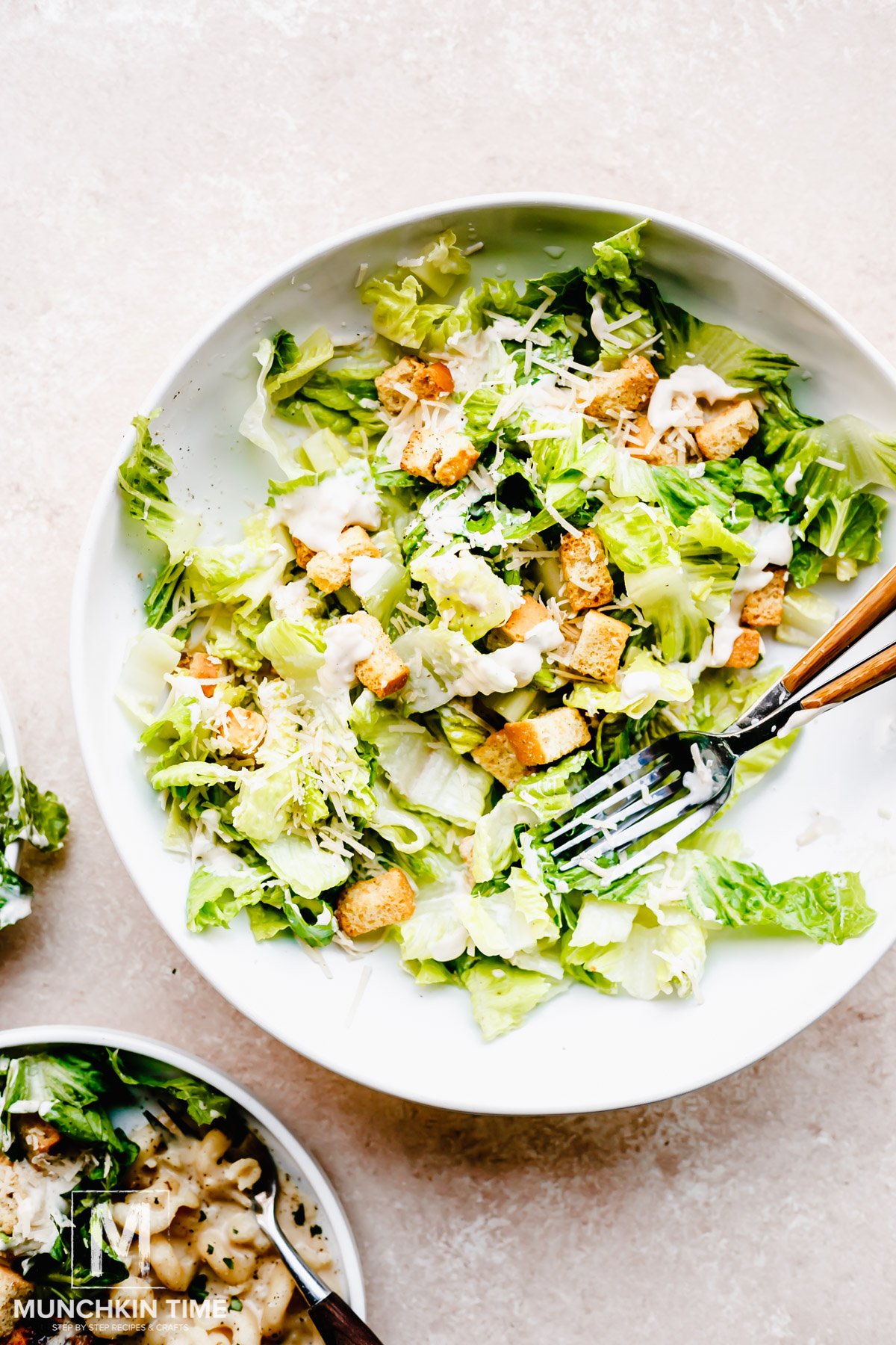 Best Caesar Salad Recipe with Salad Dressing from Scratch inside the salad bowl.