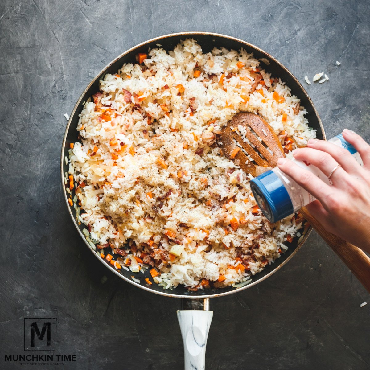 Stuffing seasoned with salt and pepper. 