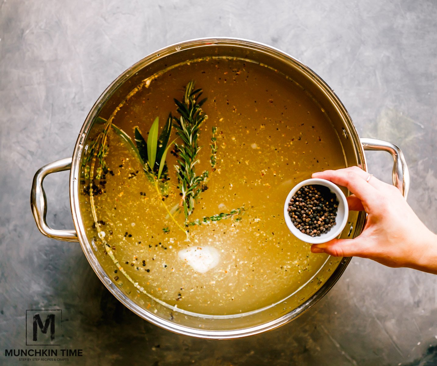 Spices added into a big pot