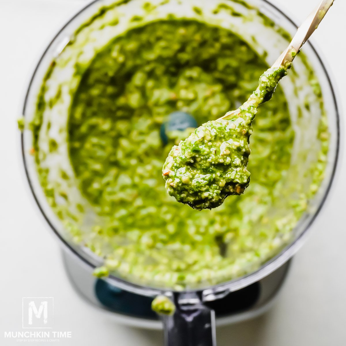 Almond pesto is ready for zucchini noddles. 