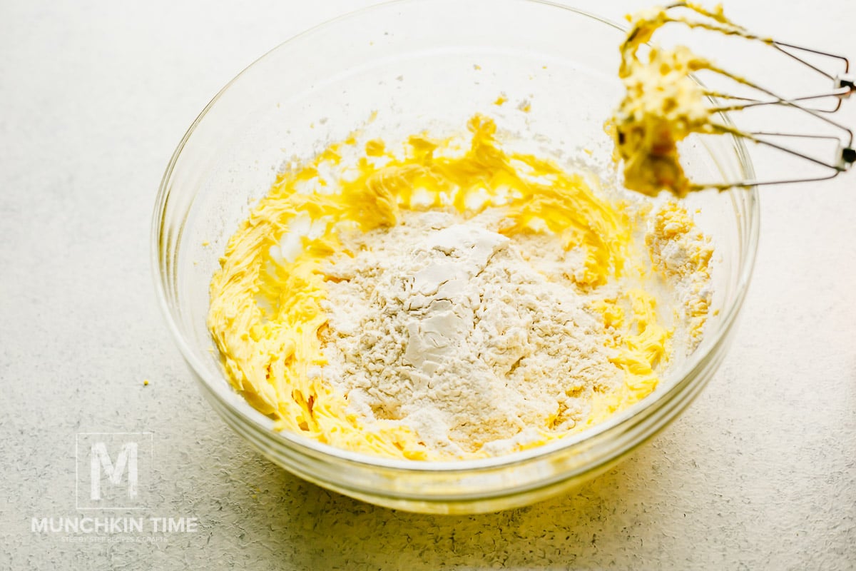 Add flour, one cup at a time beat until everything is combined.