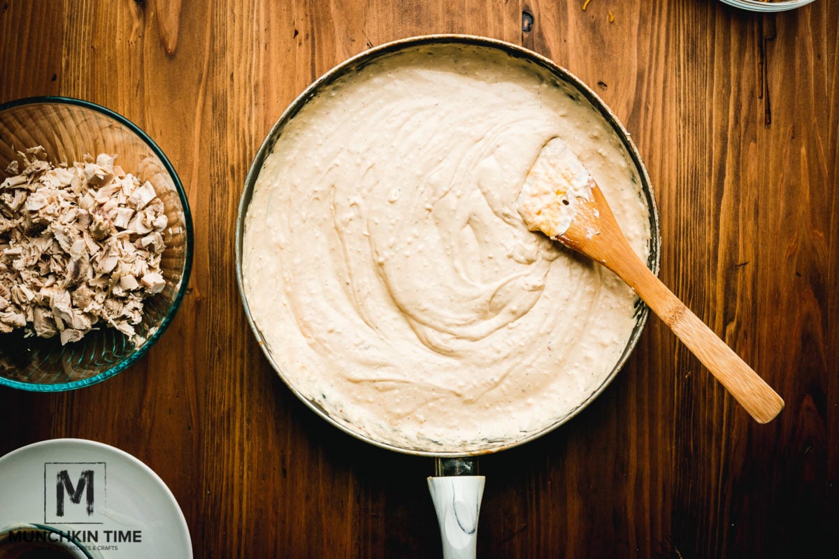 Melted ingredients inside the skillet.