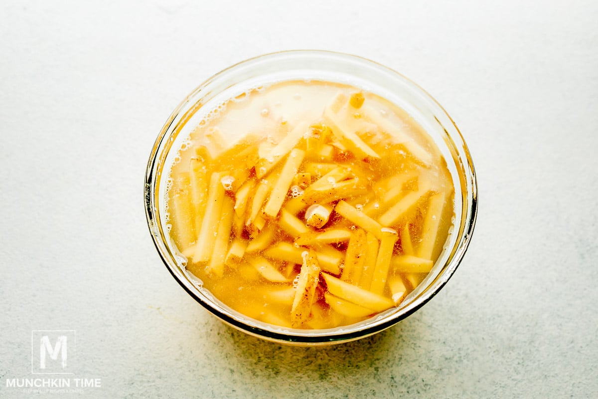 Potato slices watched in water. 