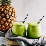 Spinach Smoothie Recipe with pineapple, melon and collagen powder.